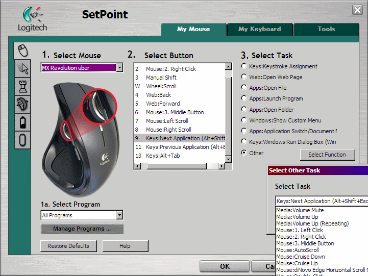 logitech setpoint event manager